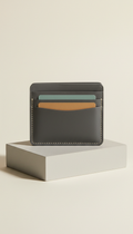 Leather card wallet with subtle embossing